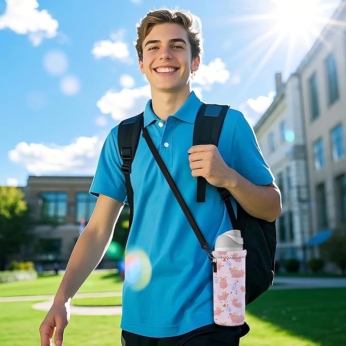 Neoprene Water Bottle Carrier Bag with Adjustable Shoulder Strap for Men Women Walking Hiking,Portable Insulated Holder Case for Stainless Steel/Glass/Plastic Bottles-CubbioBaby