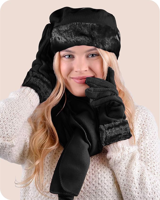 boxed-gifts Women's Warm Fleece Winter - Women's Hat and Glove Set + Hats Gloves Scarves for Women