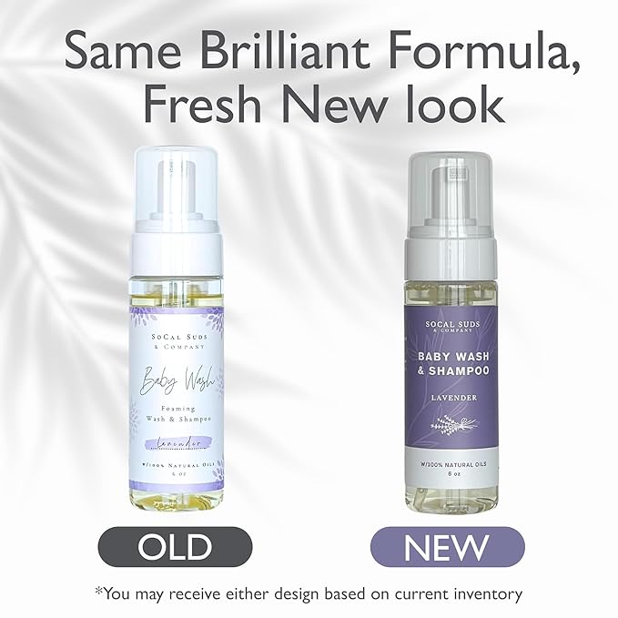 SoCal Suds & Company - Organic Foaming Baby Wash & Shampoo - Gentle Cleansing Newborn Body & Hair Soap for Sensitive Skin - Clean Natural Soothing Ingredients - Lavender, 6oz, 2-Pack-CubbioBaby