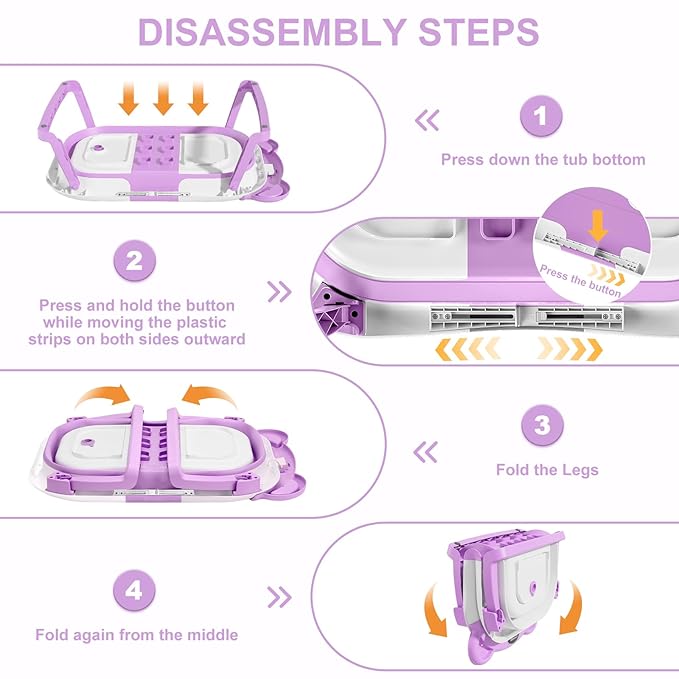 MoreFeel Collapsible Baby Bathtub for Newborn with Thermometer & 1 Hooded Towel & 1 Soft Floating Cushion,Portable Travel Bathtub with Drain Hole, Durable Foldable Baby Tubs for Infants to Toddler-CubbioBaby