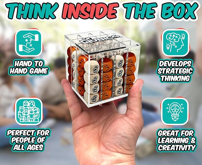 , a Unique 4 in A Row Game, 3D Strategy Board Game for Critical Thinking. The Classic Grid Game in a Sleek Acrylic Cube. Superbly Designed Wooden Cubes. Tactical Game Play for All Ages-CubbioBaby