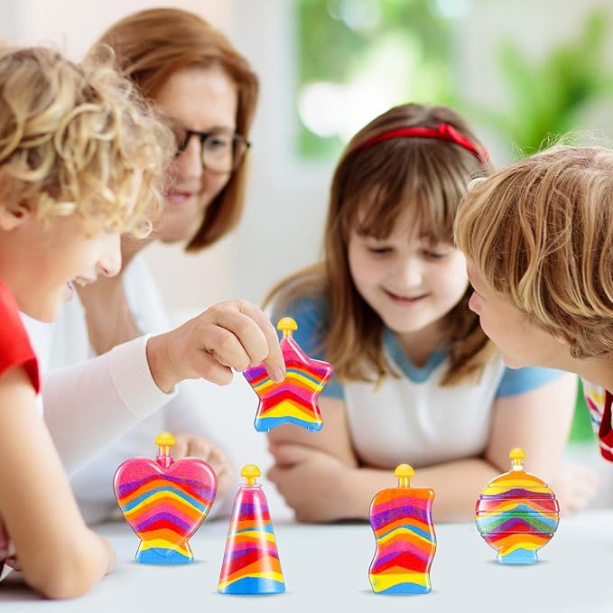 Liliful Sand Art Bottles for Kids, Sand Art Plastic Crafts Kit Bulk Arts Crafts Kit, Include Clear Sand Art Bottles with Funnel for Boys Girls DIY Sand Arts Crafts Party (20 Pcs)