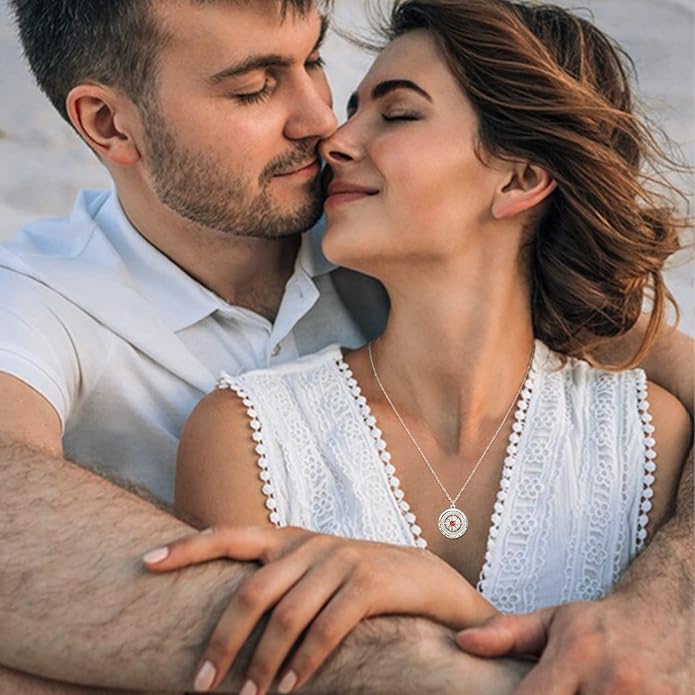 KINGWHYTE Graduation Gifts Birthstone Necklace for Women 925 Sterling Silver Compass Pendant Go in the Direction of your Dream Travel Jewelry Birthday Gift for Her