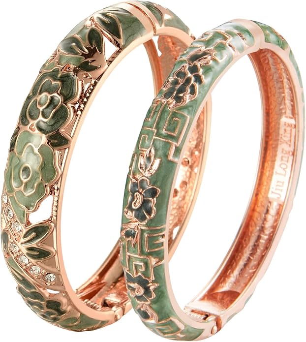 wynameleri Vintage Cloisonne Jewelry Gorgeous Rhinestone Handcrafted Bracelets Enamel Flower Bird Hinged Cuff Bangles Gifts 88A