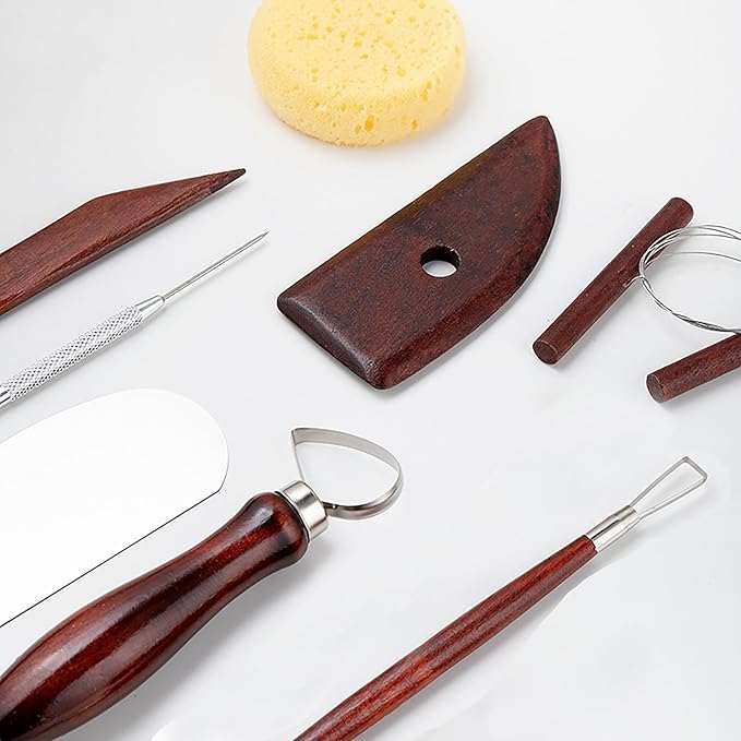 LINPHCEY 8Pcs Pottery Clay Sculpting Tools Polymer Clay Tools, Wood Carving Tools Pottery Clay Modelling Tools Double-Ended for Sculpture Modelling Clay Polymer Ceramic Embossing with Storage Case
