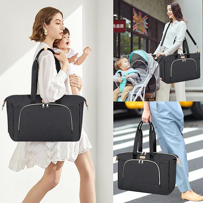 ITIEZY Diaper Bag Tote for Baby - Large Mommy Bag with Portable Changing Pad Pacifier Case, Hospital Bags Travel Baby Bag-CubbioBaby