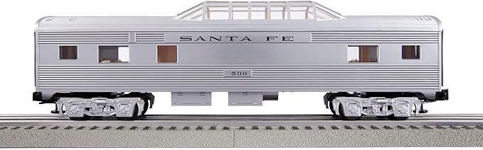 Lionel 684725 Santa Fe Add-On Vista Dome Car, O Gauge, Silver, Gray, Tan, black