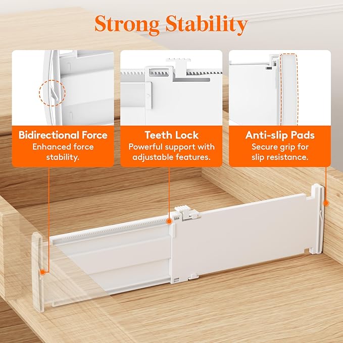 Lifewit 12 Pack Drawer Dividers 4" High, 10.5-16.5" Dresser Drawer Divider, Adjustable Drawer Organizers for Clothes, Plastic Drawers Separators for Dresser, Bedroom, Bathroom, Kitchen, Office-CubbioBaby