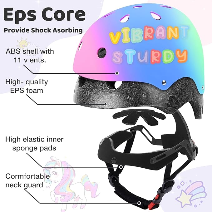Color Gradient Adjustable Kids Bike Helmet Toddler Skateboard Helmets Boys Girls Child Ventilation Helmet for Multi-Sports Skating Cycling Scooter Balance-CubbioBaby