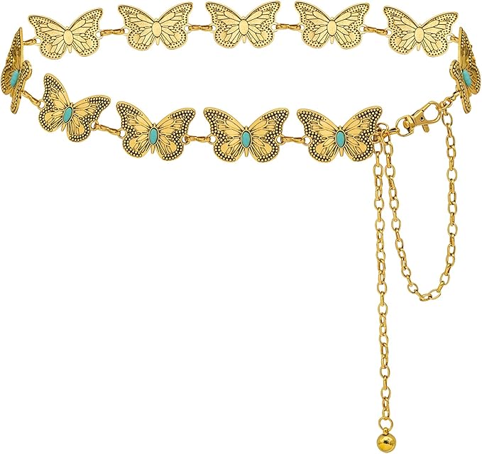 Waist Chain Belts Women Girls Metal Belly Link Adjustable Waist Belt for Jeans and Dress