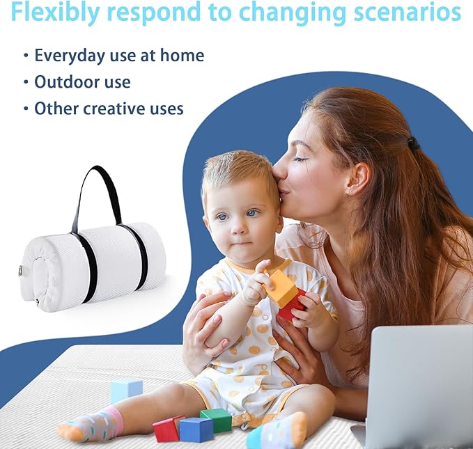 Pack and Play Mattress 38 x 26 x 1.5 in, Soft Breathable Pack N Play Mattresses with Washable Waterproof Cover for Baby ＆Toddler, Portable Crib Mattress for Playard-CubbioBaby