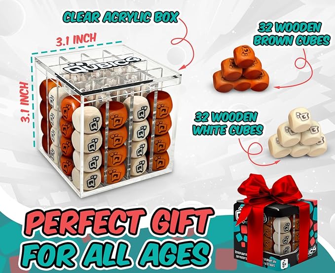 , a Unique 4 in A Row Game, 3D Strategy Board Game for Critical Thinking. The Classic Grid Game in a Sleek Acrylic Cube. Superbly Designed Wooden Cubes. Tactical Game Play for All Ages-CubbioBaby