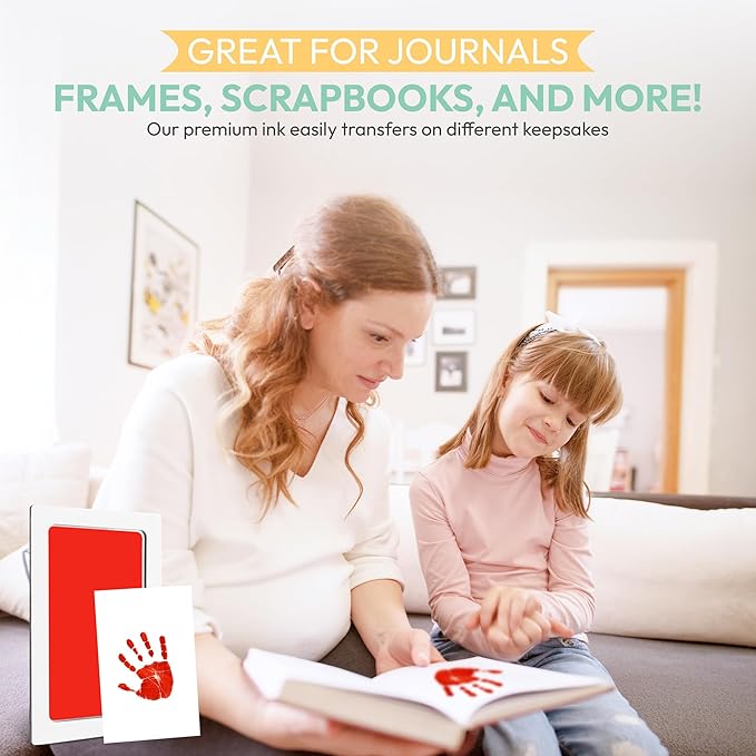 Clean Touch Ink Pad for Baby Handprints and Footprints – Inkless Infant Hand & Foot Stamp – Safe for Babies, Doesn’t Touch Skin – Perfect Family Memory or Gift – Red Print Kit by Tiny Gifts-CubbioBaby