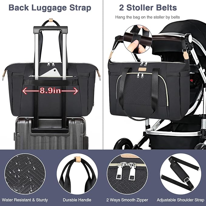 ITIEZY Diaper Bag Tote for Baby - Large Mommy Bag with Portable Changing Pad Pacifier Case, Hospital Bags Travel Baby Bag-CubbioBaby