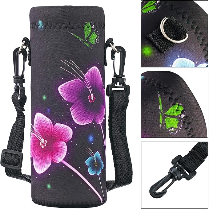 RICHEN Neoprene Water Bottle Carrier Bag with Adjustable Shoulder Strap,Insulated Water Bottle Cover for Stainless Steel/Glass/Plastic Bottles-CubbioBaby