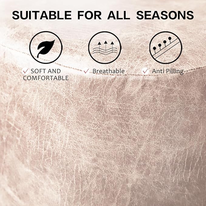 Like Leather Recliner Chair Covers, 4 Pieces Lazy Boy Recliner Cover That Stay in Place, Soft Stretch Leather Grain Covers for Recliner Covers for Large Recliner Slipcover (Beige 4)