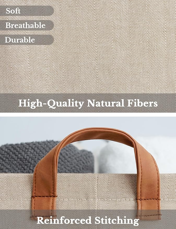 StorageWorks Storage Bins, Fabric Storage Bins for Shelves, Storage Baskets with Metal Frame, Closet Baskets and Bins with Handles, Brown and Beige, 2-Pack-CubbioBaby