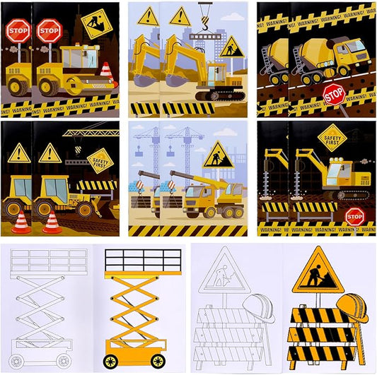 Liobelon 12 Pcs Construction Trucks Coloring Book Bulk for Boys Girls Kids, Mini Construction Vehicles Coloring Books Set, Drawing Coloring Trucks Booklets for Birthday Party Favors Gifts Art Crafts