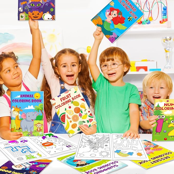 Lionoble 48 Pack Coloring Books for Kids Ages 4-8, Small Coloring Books for Kids Party Favors Bulk Birthday Gifts Goodie Bags Stuffers Classroom Activity Includes Animals Mermaid Dinosaur