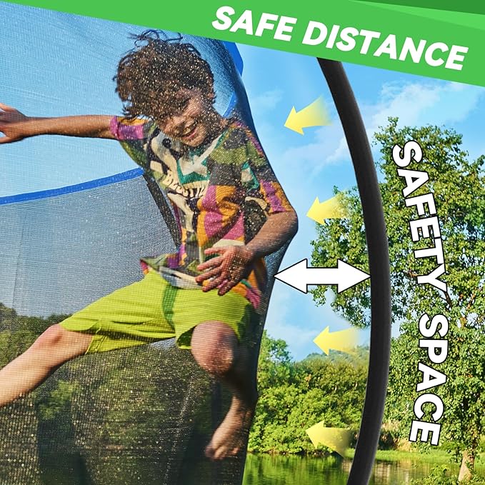 14FT 12FT 10FT 16FT Trampoline with Safety Enclosure, Anti-Rust Coating – ASTM Certified, Heavy-Duty Outdoor Trampoline with Ladder – for Kids & Adults-CubbioBaby