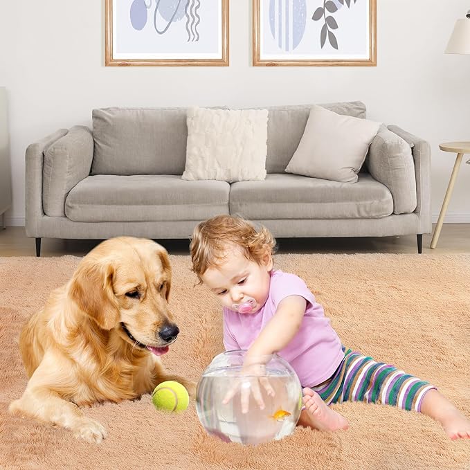 Luxury 4x6 Area Rug, Ultra Soft Rugs for Living Room, Plush Carpet Rugs for Bedroom, Non-Slip Indoor Rug for Nursery, Study Room, Playroom, Home Decor, Camel-CubbioBaby