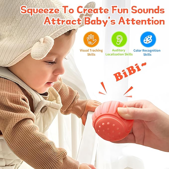 Sensory Balls for Baby, Soft Textured Multi Sensory Toys Montessori Toys for Babies Toddler Ball Toys Gift Set BPA Free Montessori Infant Baby Toys 6 to 12 Months-CubbioBaby