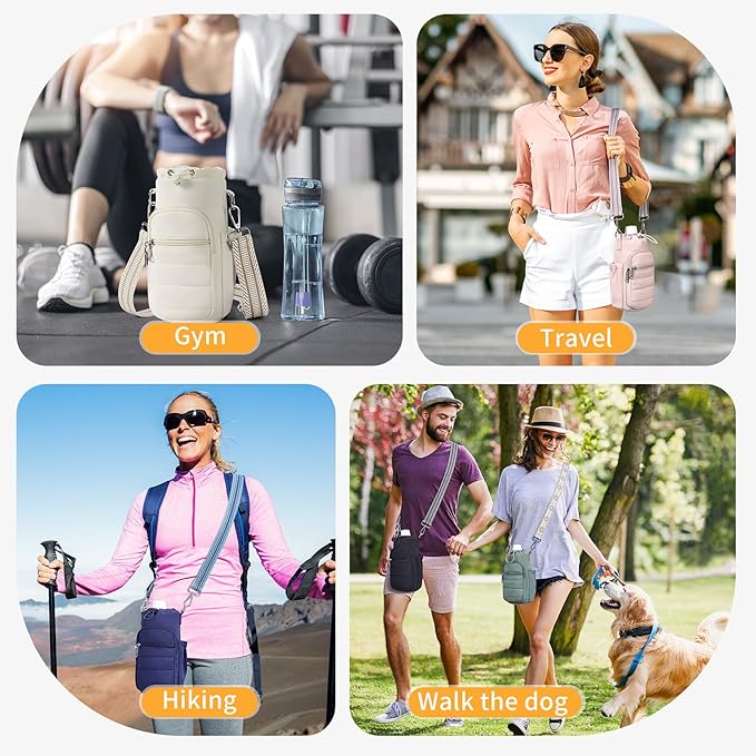 Water Bottle Bag 40 oz Crossbody Holder for Walking Hiking Insulated Carrier Purse with Adjustable Strap-CubbioBaby