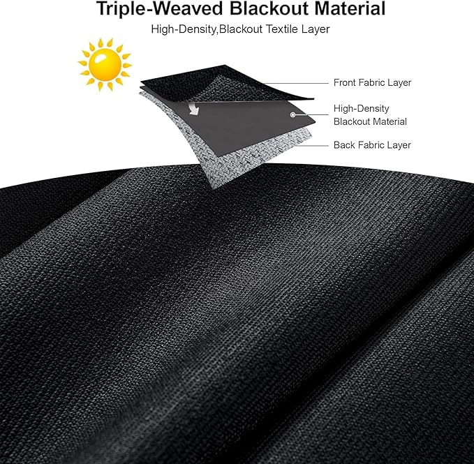 Joydeco Faux Linen Blackout Curtains for Bedroom,Black Blackout Curtains 108 inches Long,100% Blackout Solid Thermal Insulated Window Drapes Luxury Decor for Living Room（W52xL108 Inch,Black）-CubbioBaby