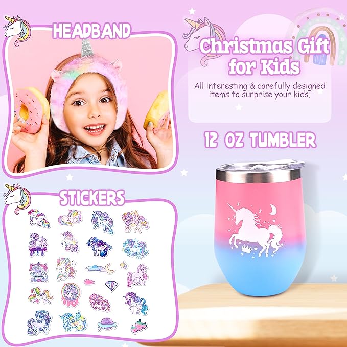 LINAYE Unicorn Gifts for Girls Age 6-8, Unicorn Gifts Box for Girls Age 5 6 7 8, Christmas Birthday Gifts for Girls Unicorn Christmas Basket for Girls