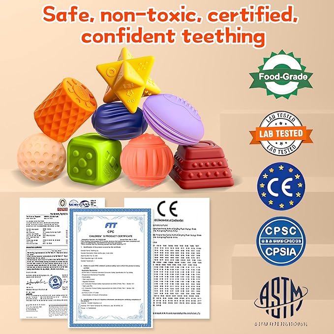 Sensory Balls for Baby, Soft Textured Multi Sensory Toys Montessori Toys for Babies Toddler Ball Toys Gift Set BPA Free Montessori Infant Baby Toys 6 to 12 Months-CubbioBaby