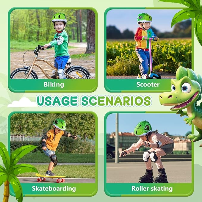 Toddler/Kids Bike Helmet Set for Boys Girls 3D Adjustable Kids Helmet Protective Gear Set Knee Elbow Wrist Pads and Multi-Sports Skateboard Scooter Cycling Roller Balance Bike-CubbioBaby