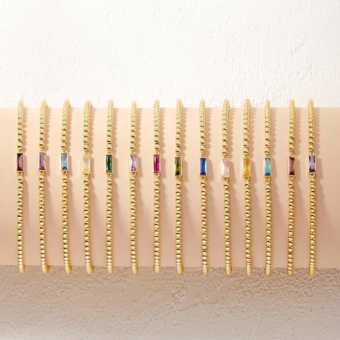 Brook & York Kylie Women's Birthstone Bead Bracelet - Custom Jewelry - Personalized Birthday Gift - Gifts for Mom