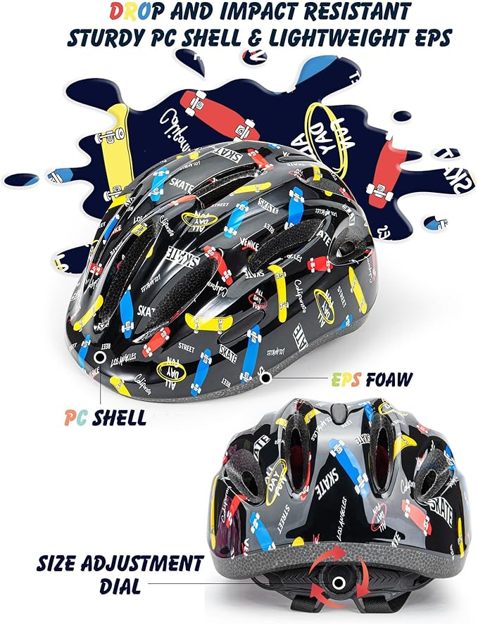 Kid Bicycle Helmets, LX LERMX Kids Bike Helmet Ages 3-5/5-14 Adjustable from Toddler to Youth Size, Durable Kids Bike Helmet with Fun Designs for Boys and Girls-CubbioBaby