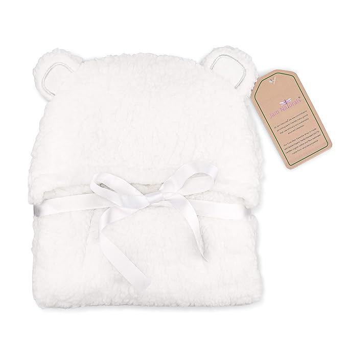 Jam Naturals- Baby Swaddle Blanket, Cute Bear Organic Receiving Swaddling Wrap, Gender Neutral Soft Newborn Baby Registry Gift (White 0-3m)-CubbioBaby