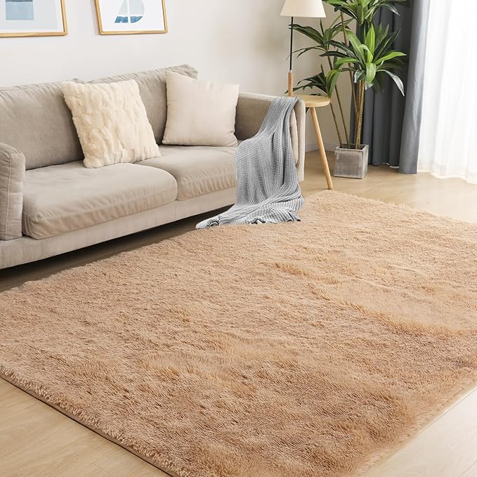 Luxury 4x6 Area Rug, Ultra Soft Rugs for Living Room, Plush Carpet Rugs for Bedroom, Non-Slip Indoor Rug for Nursery, Study Room, Playroom, Home Decor, Camel-CubbioBaby