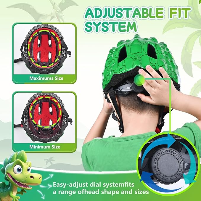 Toddler/Kids Bike Helmet Set for Boys Girls 3D Adjustable Kids Helmet Protective Gear Set Knee Elbow Wrist Pads and Multi-Sports Skateboard Scooter Cycling Roller Balance Bike-CubbioBaby
