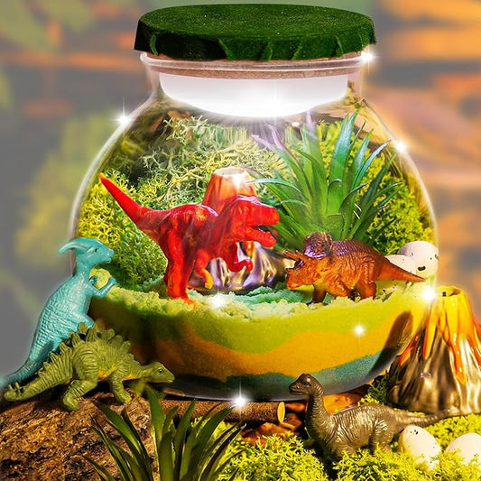 Light-Up Dinosaur Terrarium Kit for Kids, DIY Dino Toys Arts & Crafts Gift for Boys Age 4 5 6 7 8-12 Years Old, LED Night Light with Remote, Christmas Birthday Easter Decoration Present for Boy Girl