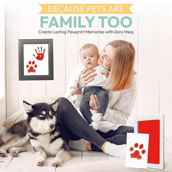 Clean Touch Ink Pad for Baby Handprints and Footprints – Inkless Infant Hand & Foot Stamp – Safe for Babies, Doesn’t Touch Skin – Perfect Family Memory or Gift – Red Print Kit by Tiny Gifts-CubbioBaby