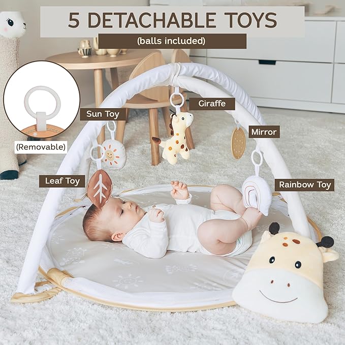 6-in-1 XL Play Mat & Play Gym, Baby Gym, Baby Activity Gym, Sensory Exploration and Motor Skill Development Toys (Sand)-CubbioBaby