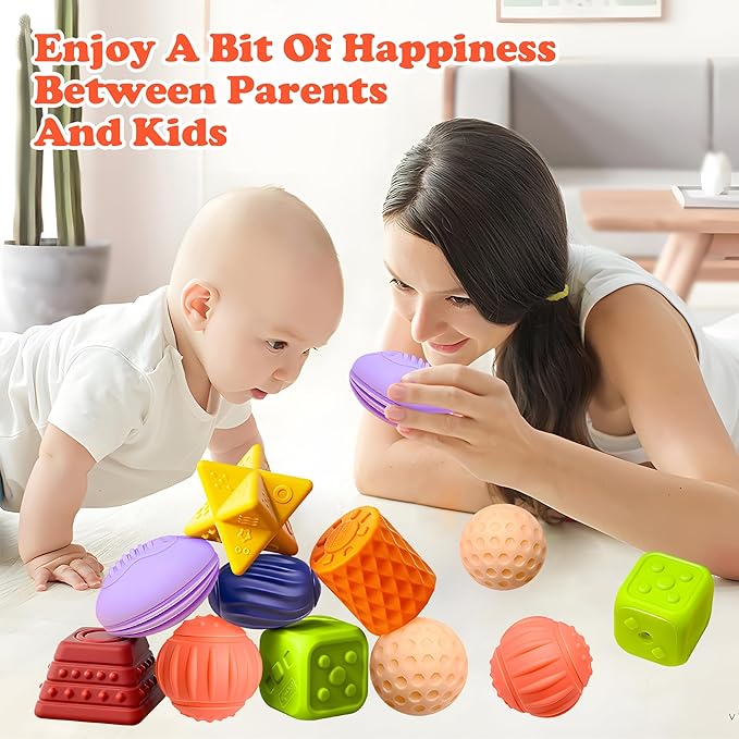 Sensory Balls for Baby, Soft Textured Multi Sensory Toys Montessori Toys for Babies Toddler Ball Toys Gift Set BPA Free Montessori Infant Baby Toys 6 to 12 Months-CubbioBaby