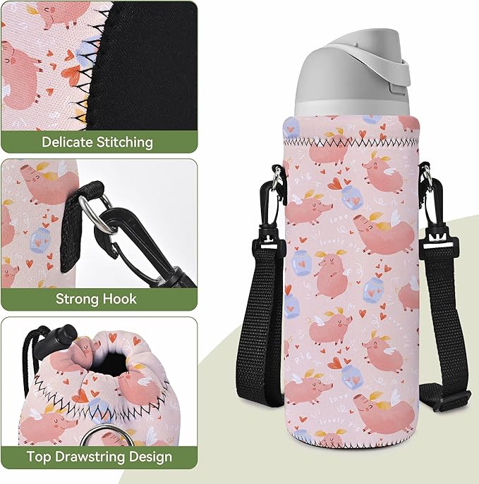 Neoprene Water Bottle Carrier Bag with Adjustable Shoulder Strap for Men Women Walking Hiking,Portable Insulated Holder Case for Stainless Steel/Glass/Plastic Bottles-CubbioBaby