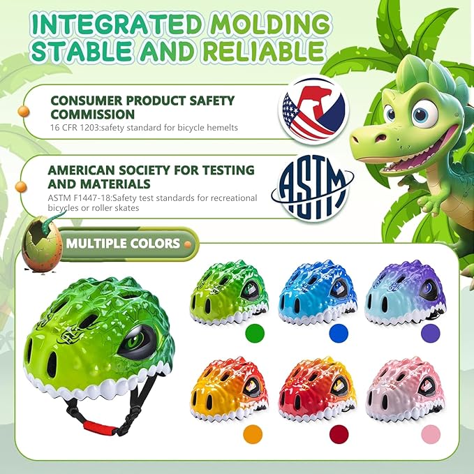 Toddler/Kids Bike Helmet Set for Boys Girls 3D Adjustable Kids Helmet Protective Gear Set Knee Elbow Wrist Pads and Multi-Sports Skateboard Scooter Cycling Roller Balance Bike-CubbioBaby