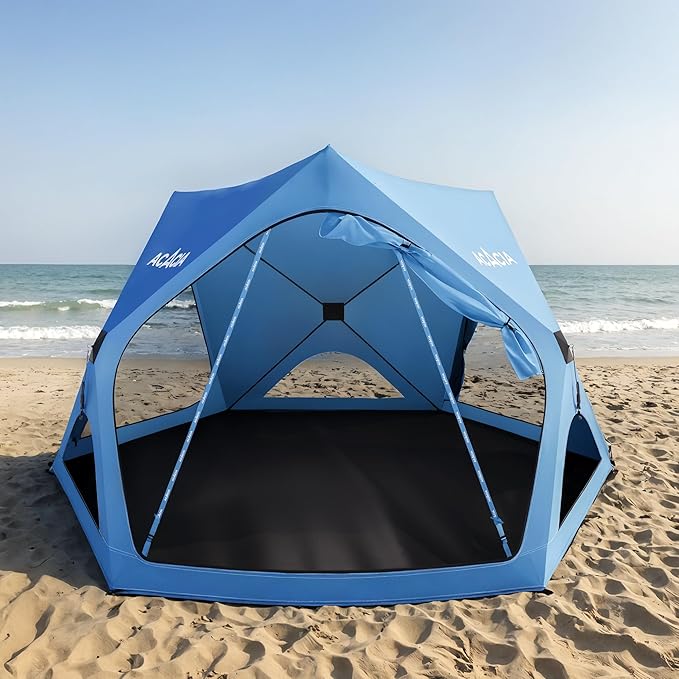 ACACIA Beach Tent Sun Shelter | 4-Person Portable Camping Tent with UPF 50+ Protection | Easy Setup Pop up Sun Shade | 10×10ft Privacy Sunshade for Camping & Backyard-CubbioBaby