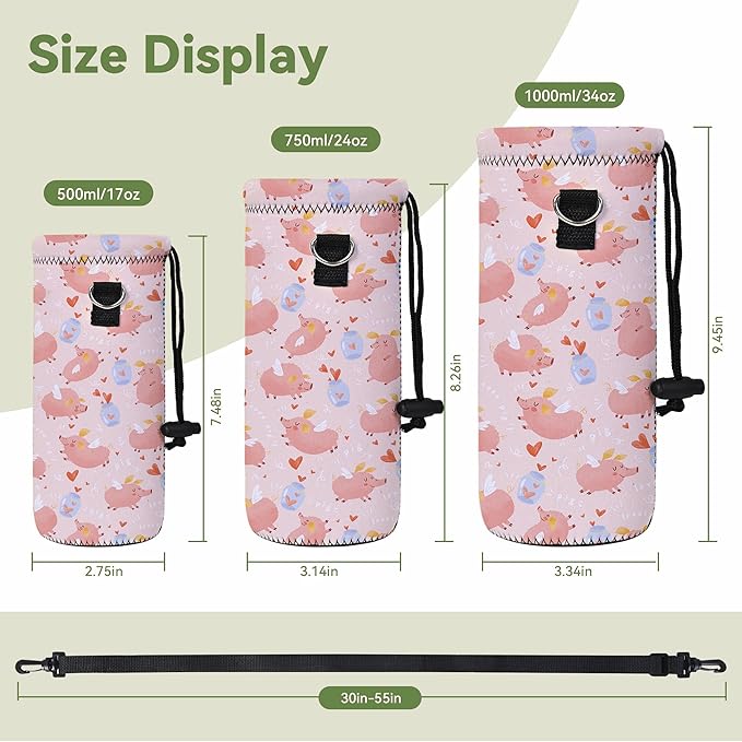 Neoprene Water Bottle Carrier Bag with Adjustable Shoulder Strap for Men Women Walking Hiking,Portable Insulated Holder Case for Stainless Steel/Glass/Plastic Bottles-CubbioBaby