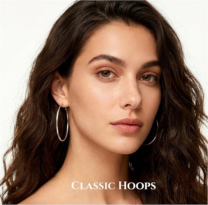 Hypoallergenic 18K Gold Plated Hoop Earrings for Women,Gold Surgical Steel Hoops Earrings, Big Large Thin Hoop Earring for Women, Classic Hoops Everyday Wear 30/40/50/60mm