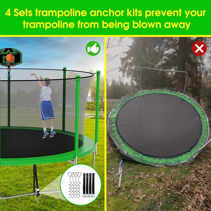 SKYUP Tranpoline 1500LBS 16 15 14 12 10 8 FT Tranpoline for 7-10 Kids and Adults, Windproof Outdoor Tranpoline with Enclosure Net, Basketball Hoop, Easy to Install & Last Long - ASTM Approved-CubbioBaby