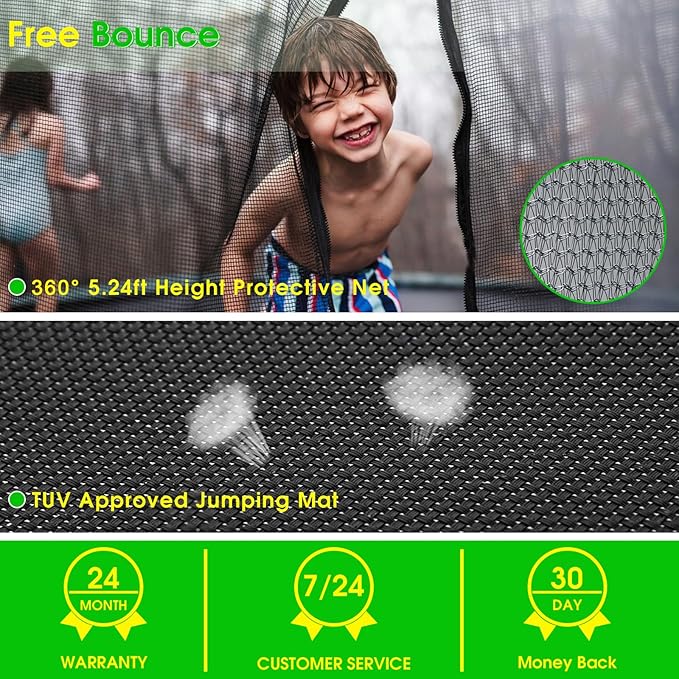 SKYUP Tranpoline 1500LBS 16 15 14 12 10 8 FT Tranpoline for 7-10 Kids and Adults, Windproof Outdoor Tranpoline with Enclosure Net, Basketball Hoop, Easy to Install & Last Long - ASTM Approved-CubbioBaby