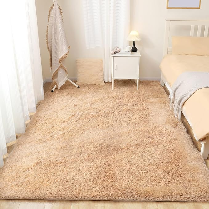 Luxury 4x6 Area Rug, Ultra Soft Rugs for Living Room, Plush Carpet Rugs for Bedroom, Non-Slip Indoor Rug for Nursery, Study Room, Playroom, Home Decor, Camel-CubbioBaby