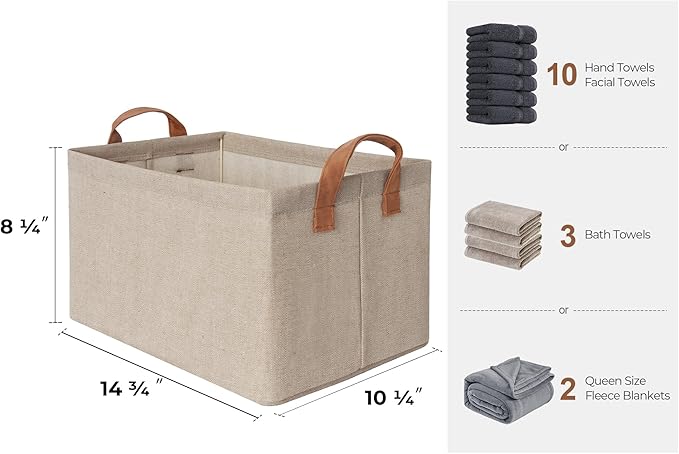 StorageWorks Storage Bins, Fabric Storage Bins for Shelves, Storage Baskets with Metal Frame, Closet Baskets and Bins with Handles, Brown and Beige, 2-Pack-CubbioBaby