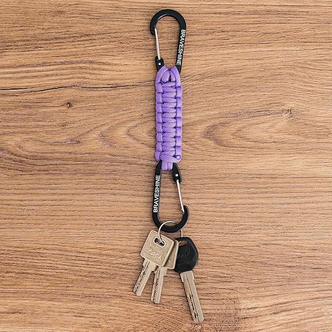 BRAVESHINE Paracord Keychain Carabiner Clip, D Ring Lanyard Hanger Stroller Hook for Water Bottle, Key, Backpacks, Men, Women-CubbioBaby